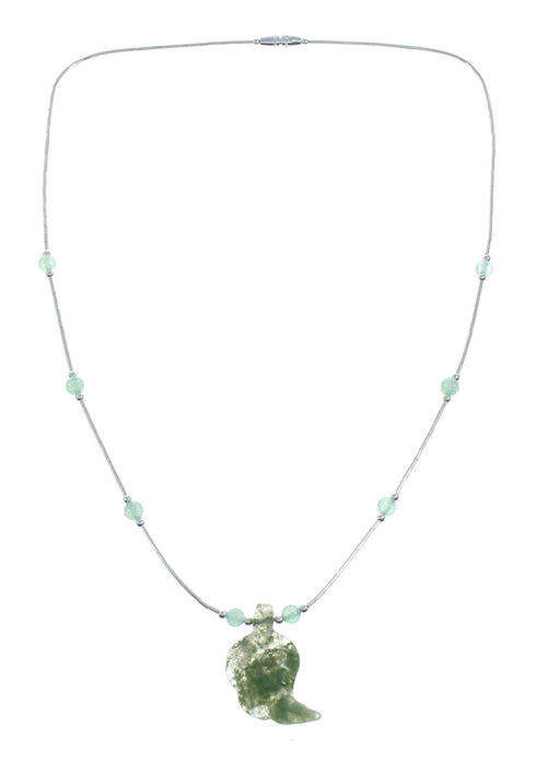 Jade Leaf Liquid Silver Southwest Bead Necklace NX11665